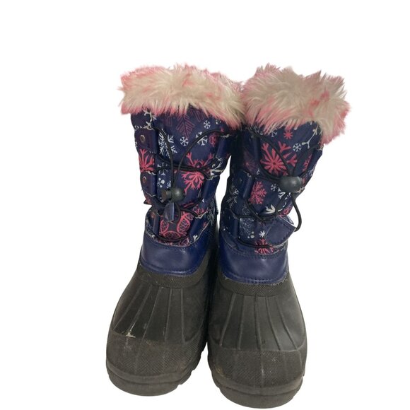 Dream Pairs Girls Size 4 Navy Fuchsia Faux Fur Winter Snow Boots - Picture 1 of 7